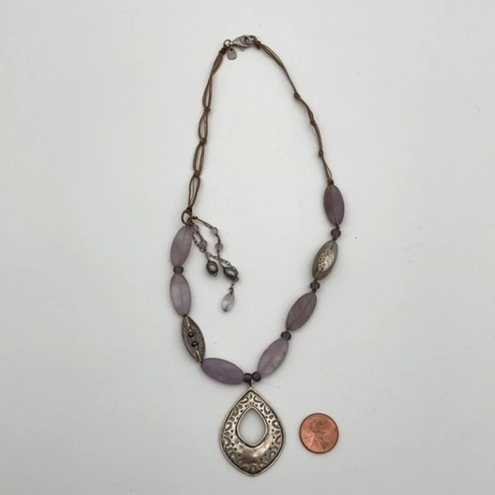 Retired 925 Silpada Amethyst Tear Drop Necklace